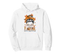 Uno Psicologo Scolastico Grato Messy Bun Autunno Ringraziamento Felpa con Cappuccio