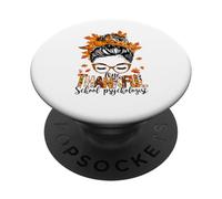 Uno psicologo scolastico grato Messy Bun autunno Ringraziamento PopSockets PopGrip Adesivo