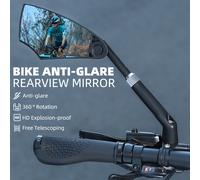 Uno specchio retrovisore antiriflesso per bicicletta WEST BIKING sinistro - Estensibile, a prova di frantumazione, riflettore per mountain bike attrezzatura per il ciclismo Tagli Unica,Nero a destrave