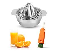 Uno spremiagrumi manuale in acciaio inox e una spazzola a forma di carota, spremiagrumi per frutta, arancia, spremiagrumi portatile, diametro 13 cm, lavabile in lavastoviglie