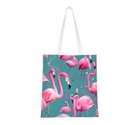 Uno stormo di fenicotteri Totes. Tela leggera, doppi manici, elegante borsa tote da donna, perfetta per lo shopping, il lavoro e il trasporto quotidiano.
