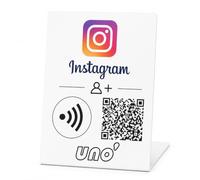 UNO' Supporto NFC e QR per social network (bianco, Instagram Seguir) | Scheda NFC e QR con link modificabile per condividere profili sociali aziendali, negozi e creatori