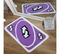 UNO - Tappeto con biglietto d'auguri, motivo stravagante, estetico, retrò, antiscivolo, lavabile, moderno, astratto, unico, per bagno, camera da letto, morbido, piccolo, per ingresso e interni (viola,