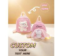 Uno zaino personalizzato con un nome personalizzato o un messaggio per le vacanze. Personalizza il tuo zaino, uno zaino casual carino e piccolo con coniglio o orso, puoi personalizzare il nome, le let