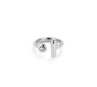UNOde50 Anello aperto in argento Sterling, con topazio bianco, Design artigianale e creativo, scatola con lucchetto rosso inclusa