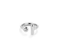 UNOde50 Anello aperto placcato argento con topazio bianco su una estremità e una barra all'altra, Taille 18, Aleación de metales bañada en Argent de ley