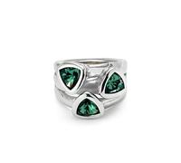 UNOde50 Anello con tre cristalli di colore verde, forma triangolare, taglia 18, placcato argento Sterling, gioiello artigianale, realizzato in Spagna, Metallo, Nessuna pietra preziosa
