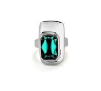UNOde50 Anello in lega di metallo placcato in argento Sterling con cristallo sfaccettato verde