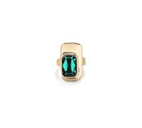 UNOde50 Anello in lega di metallo placcato in oro 18 carati con cristallo sfaccettato verde