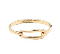 UNOde50 - Bracciale rigido in argento sterling o placcato in oro 18 carati, con chiusura a forma di fibbia originale, M, Oro giallo Metallo, Nessuna pietra preziosa