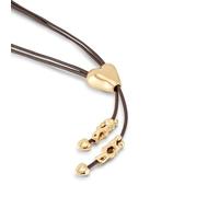 UNOde50 Collana, Catenina in pelle, Con figure, Placcato in oro 18 carati, Cuore regolabile al centro, Gioielli fatti a mano