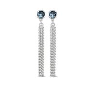 UNOde50 orecchini in lega di metallo placcato in argento Sterling con 1 cristallo sfaccettato blu e 3 catene