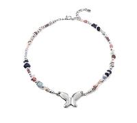 UNOde50 Una delle 50 collane placcate in argento Sterling con fornitura di sfere; cristalli fatti a mano e farfalla centrale