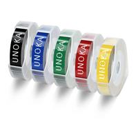 UNOKA Compatibile con ricariche Dymo per nastro goffratura nero/rosso/giallo/blu/verde per Dymo Junior Omega Home Label Maker, etichette da 9 mm per goffratura 3D E-101 E-303, 5 confezioni
