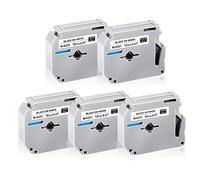UNOKA Ricambio per Brother M K231 M-K231S M-K231BZ M-K231sbz 12mm 0.47 Label Print Tape, Cassette Work per Brother Label Maker PT-M95 PT-90 PT-65 PT-60 PT-55 PT-70, nero su bianco, confezione da 5