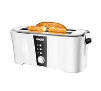 Unold 38020 Tostapane con Fessura Lunga, Design Doppio per 4 fette, 1.350 W, Struttura ad Isolamento del Calore, 1350 Watt, Colore Bianco