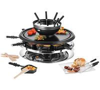 UNOLD 48726 RACLETTE Multi 4 in 1, 1300 W, Fino a 8 Persone, fonduta, Pietra Calda, Grill, Padella Extra Profonda