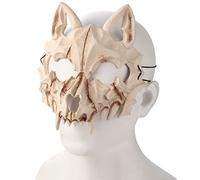 UNOLIGA Maschera Teschio di Halloween, Lupo Mannaro, Giapponese, Scheletro Animale, Maschera Horror per Adulti Uomo Bambini, Schiuma PU