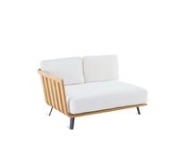 Unopiù Modulo angolo destro WELCOME in teak da 138 cm - Con cuscino di seduta e schienale