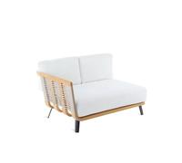 Unopiù Modulo angolo destro WELCOME in teak e corda da 134 cm - Con cuscino di seduta e schienale