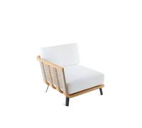 Unopiù Modulo angolo destro WELCOME in teak e corda da 92 cm - Con cuscino di seduta e schienale