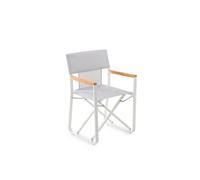 Unopiù Poltroncina pieghevole COSETTE con struttura in alluminio bianco e telo in tessuto bianco canapa