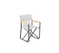 Unopiù Poltroncina pieghevole COSETTE con struttura in alluminio grafite e telo in tessuto bianco canapa