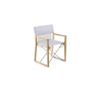 Unopiù Poltroncina pieghevole COSETTE con struttura in teak e telo in tessuto bianco canapa