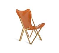 Unopiù Poltroncina pieghevole EMY con struttura in teak e telo in pelle