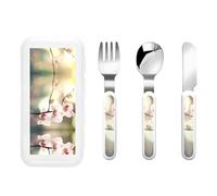 Un'orchidea. Stoviglie per bambini set da 3 pezzi, coltello riutilizzabile, forchetta e cucchiaio, stoviglie portatili per la protezione degli alimenti per bambini