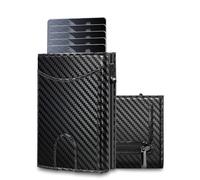 UNOSEKS - Portafoglio da uomo con protezione RFID, sottile con scomparto per monete, con ID & Card Cases, Fibra di carbonio nero, Mit Kartenbox und Münzfach, Moderno
