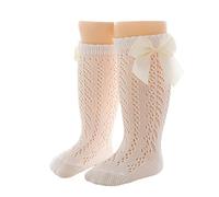 UnoSheng Baby, Neonati, Ragazza, Calze al ginocchio, 1 Pacco, Fiocco, Calze Lunghe, Calze Arruffate, Calzettoni Scuola Calzettoni Spessi Bambini 31 34, bianco, M Infant