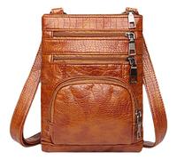 UnoSheng Borsa a tracolla da donna, piccola borsa a tracolla multistrato con una spalla e da donna, grande retrò, marrone, Einheitsgröße