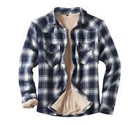 UnoSheng - Camicia termica da uomo a quadri - Giacca da uomo in pile senza cappuccio, camicia calda, foderata, giacca invernale in cotone, camicia in flanella da boscaiolo, pile, vestibilità regolare