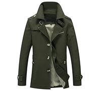 UnoSheng Cappotto corto da uomo autunno - trench da uomo beige cappotto di mezza stagione slim fit monopetto corto cappotto manica lunga risvolto giacca casual antivento giacca mezza stagione autunno