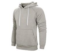 UnoSheng Felpa casual da uomo tinta unita a maniche lunghe con cappuccio per tenere al caldo sport tasca invernale tenere al caldo camicetta alla moda pullover, Grigio, L