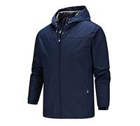 UnoSheng Giacca da uomo casual con cappuccio a maniche lunghe con tasca con cerniera sottile e leggera, giacca a vento da escursionismo, regalo da uomo sotto i 30 anni, Blu scuro, XL