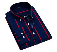 UnoSheng Henley - Camicia da uomo a maniche lunghe, a righe, con bottoni, per attività all'aria aperta, per il tempo libero, traspirante, streetwear oversize, Blu marino, XL