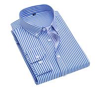 UnoSheng Henley - Camicia da uomo a maniche lunghe, a righe, con bottoni, per attività all'aria aperta, per il tempo libero, traspirante, streetwear oversize, Azzurro, XXL