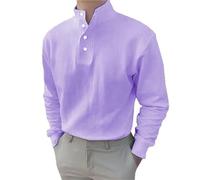 UnoSheng Orologio digitale da polso da uomo 2024 primavera estate uomini tinta unita camicia manica lunga casual Top Leibchen, PP1, M