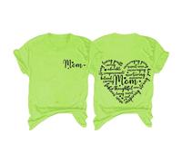 UnoSheng Polo Bianca Donna Mamma Camicie Donna Manica Corta con Lettere Stampate Grafica Mamma Regalo T Shirt Shirt Scollo V Donna 44, Verde menta, S