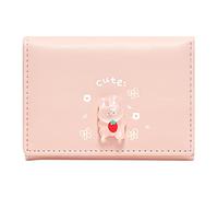UnoSheng Produttore Coniglio PrintingShort Fruit Button Cute Clip Girl Wallet Bag Zipper Wallet Bag per le donne, rosa, Taglia unica