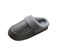 UnoSheng S - Scarpe da uomo da uomo, extra large, per uso domestico, in poliuretano, per interni, non slip, calde, in velluto, spesse, in cotone, per la parte posteriore aperta da uomo, grigio., 42 EU