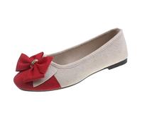 UnoSheng Scarpe bianche da donna tacco Summer and Autumn Light Suede Round Toe Shallow Mouth Soft Bottom Bow Single Shoes Daily Incontri Commuting Large Size Ballet Shoes Flat Flat, Colore: rosso, 43