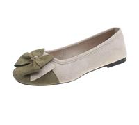 UnoSheng Scarpe bianche da donna tacco Summer and Autumn Light Suede Round Toe Shallow Mouth Soft Bottom Bow Single Shoes Daily Incontri Commuting Large Size Ballet Shoes Flat Flat, Ag., 38 EU