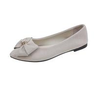 UnoSheng Scarpe blu Donna Pumps Summer and Autumn Lightweight Suede Pointed Shallow Mouth Soft Bottom Bow Single Shoes Daily Dating Commuting Large Size Ballet Shoes Flat Shoes Scarpe da donna, beige