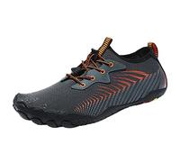 UnoSheng Scarpe con dita per uomo, antiscivolo, piatte da uomo, in rete, traspiranti, leggere, per il tempo libero, comode e alla moda, grigio., 42 EU