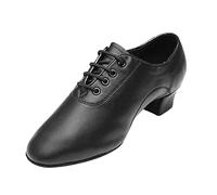 UnoSheng Scarpe da Ballo Moderne per Ragazzi - Sala da Ballo Latino in Pelle Tinta Unita con Lacci - Invernali per Bambini, Nero, 26