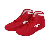 UnoSheng Scarpe da boxe per bambini, scarpe da boxe High Top Training Wrestling, stivali lunghi, scarpe da boxe, allenamento da competizione, scarpe sportive per ragazzi, Colore: rosso, 35 EU