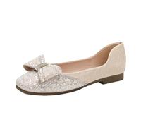 UnoSheng Scarpe da donna con décolleté piatte e autumn Style Lightweight Square Toe Shallow Mouth Soft Bottom Bow Single Shoes Daily Dating Commuting Boat Shoes Large Size Ballet Shoes Flat Shoes